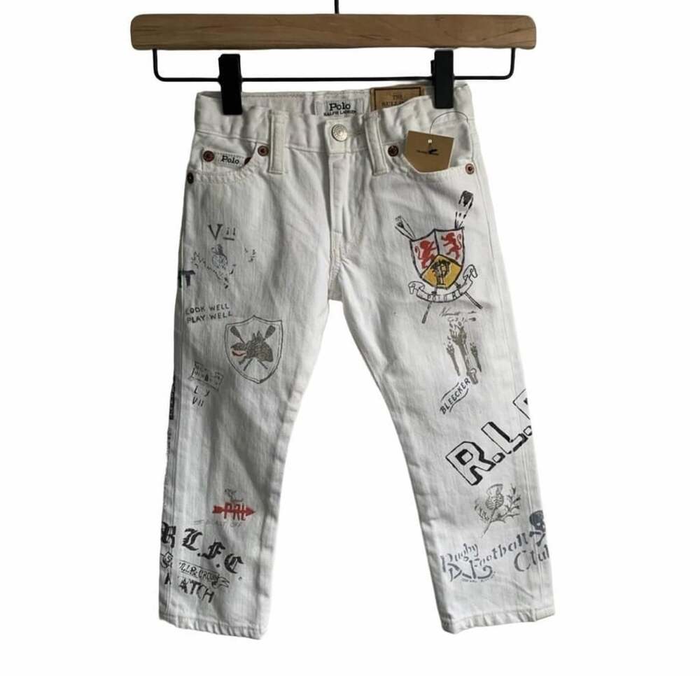 Polo Ralph Lauren The Sullivan Slim Jeans Size 2T White Graphic Print